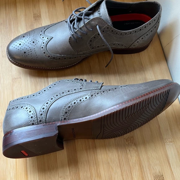$125 - NWT Rockport Wingtip Oxford Shoes Mens 11M Grey - Picture 7 of 9